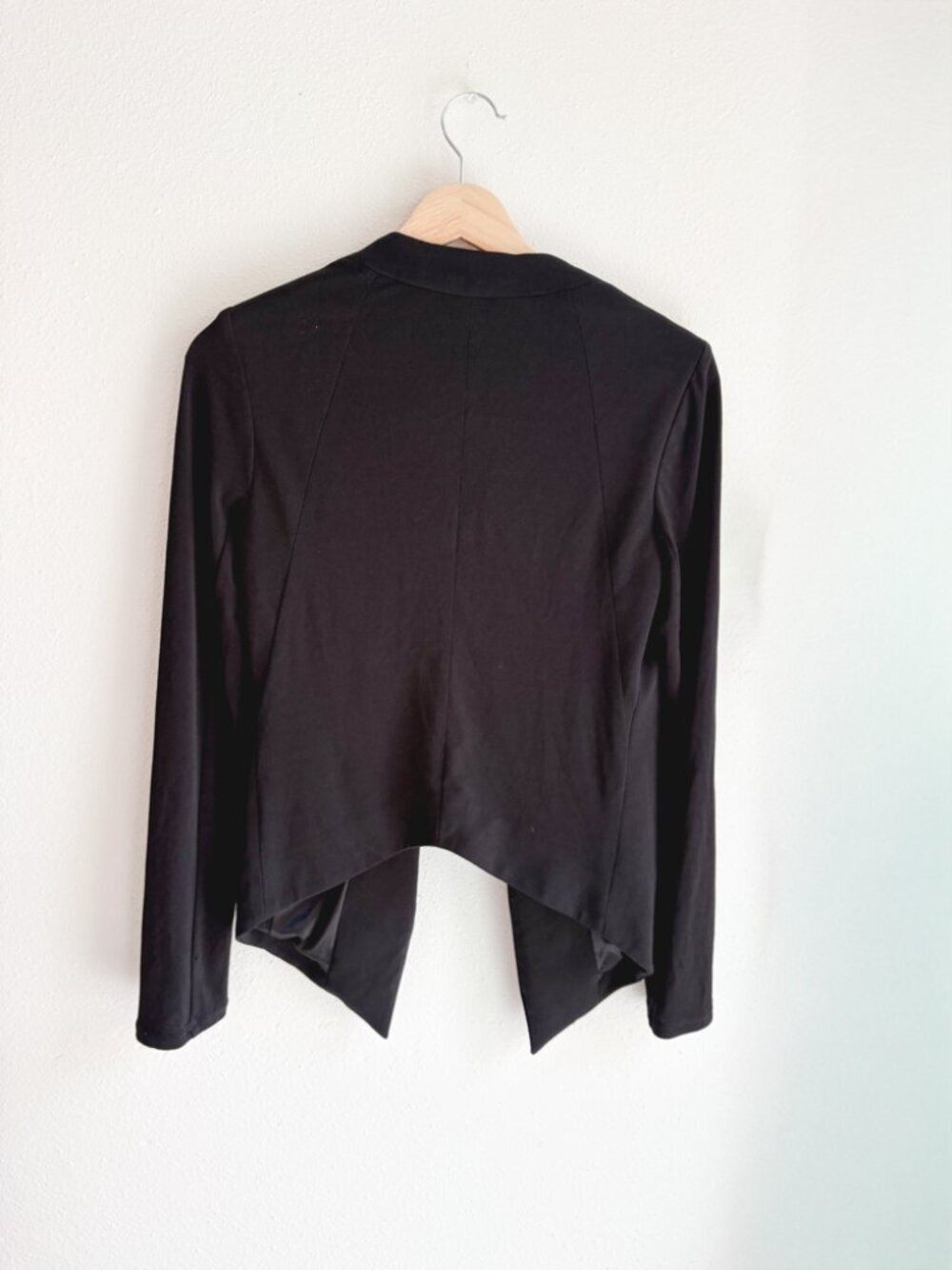 BCBGeneration Black Open Front Blazer Small Draped Waterfall Lightweight Jacket - Picture 2 of 6